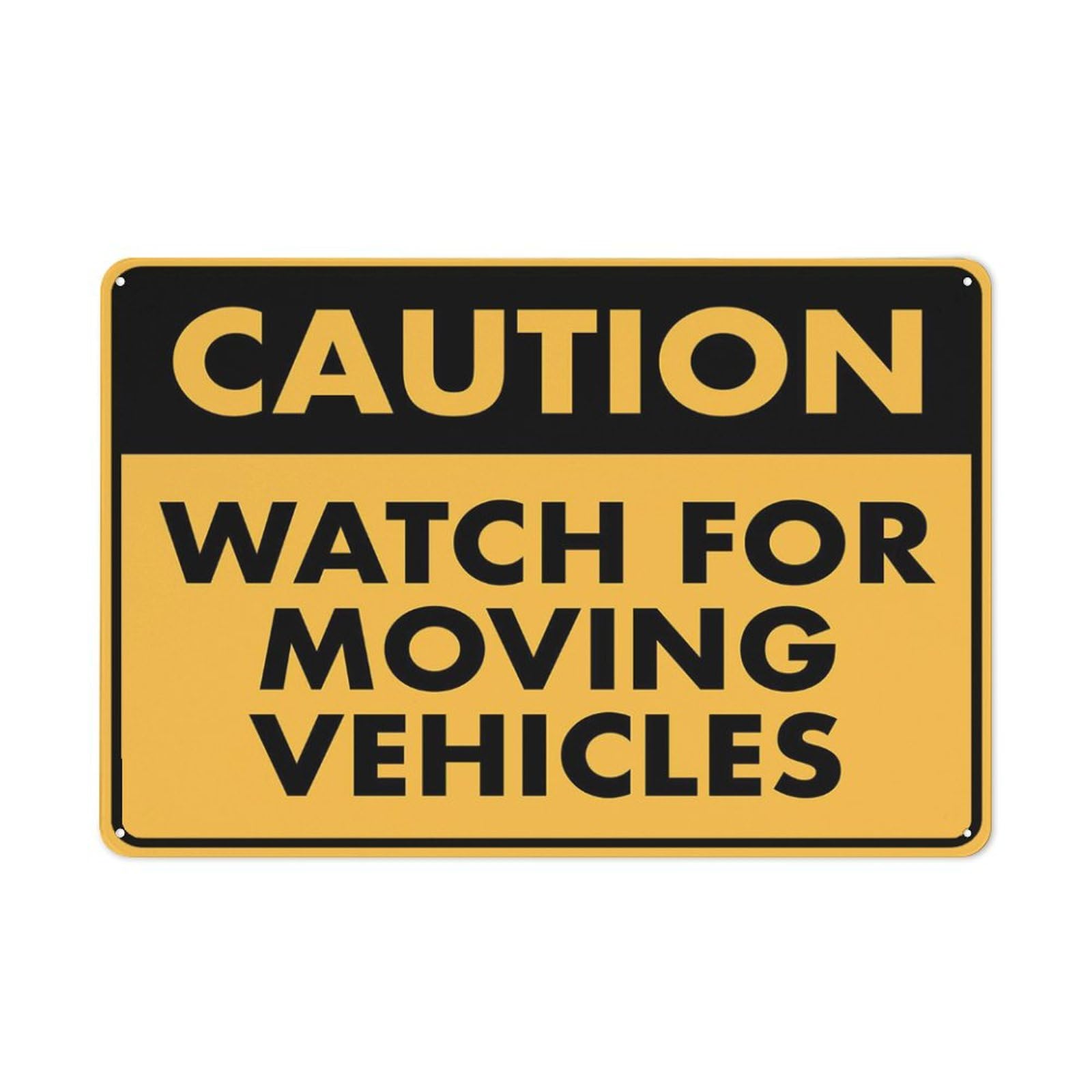 Caution Watch For Moving Vehicles Sign For House 12"" X 8"" Yard Sign, Premium Aluminum, Sun-Proof, Rust-Free