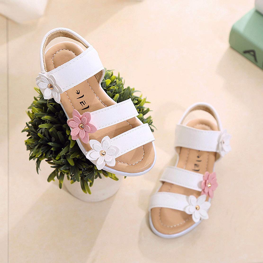 Sandales Mädchen Sandalen Sommer Leder Blumen für Kleinkind Mädchen