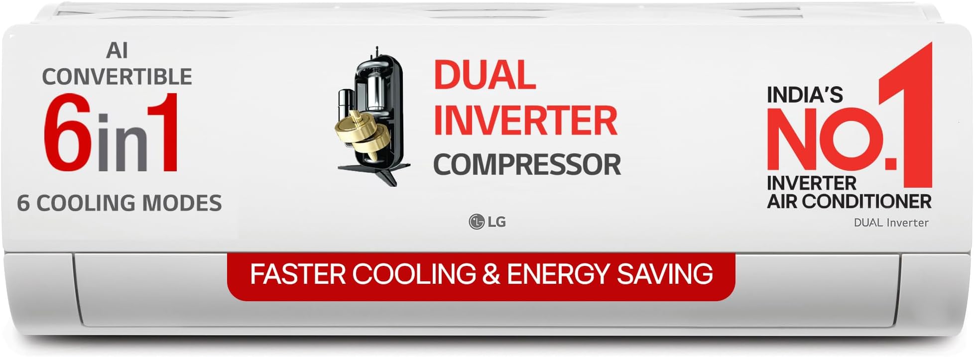 LG 1 Ton 4 Star DUAL Inverter Split AC (Copper, AI Convertible 6-in-1 with VIRAAT Mode, Faster Cooling & Energy Saving, 4 Way Swing, HD Filter with AntiVirus Protection, US-Q13JNYE, White)