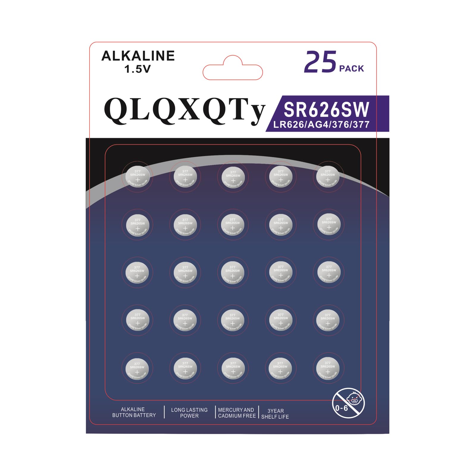QLQXQTy 25pack 377 SR626SW Watch Battery LR626 377/376 V377 377a AG4 1.55V Silver Oxide Button Batteries