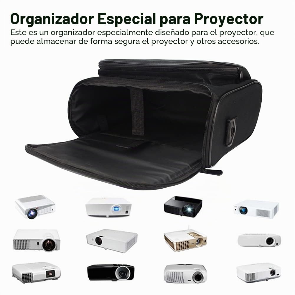 Bolsa para proyector, bolsa de transporte y almacenamiento antideslizante con correa para el hombro para la mayoría de proyectores y accesorios
