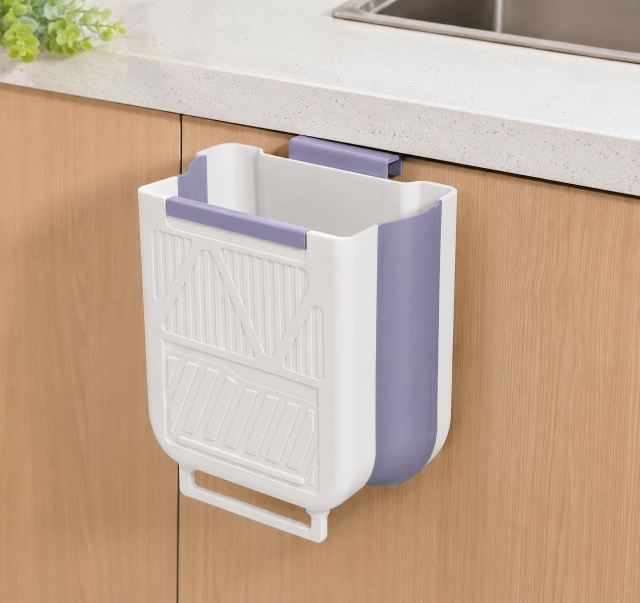 Over Cabinet Hanging Trash Bin Kitchen Waste Bin Plastic Garbage Can Door Hanging Trash Can for Kitchen Bathroom Bedroom Office Cabinet Storage Dustbin-image-37