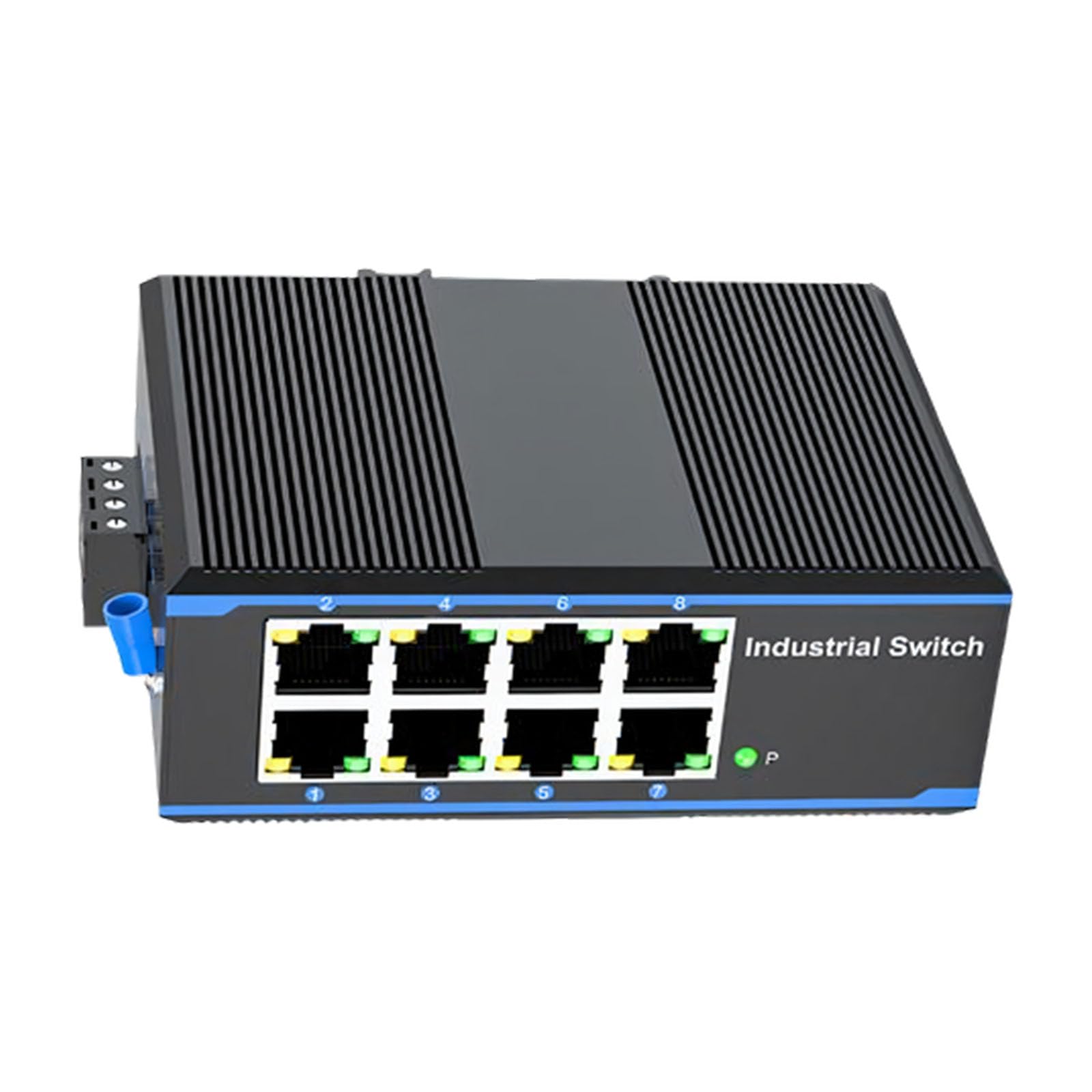 Switcher Ethernet Gigabit a 8 porte per servizio, custodia in metallo montabile, accessori per switcher Ethernet per rete industriale montati