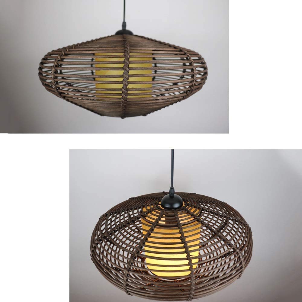 Oval tejido de ratán araña moderna japonesa e27 iluminación única iluminación de la cabeza de la cabeza de las lámparas de ahorro de energía de la cafetería de la cafetería del club de las luces colga