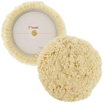Mass Pro 1Pcs Wool Polishing Pad - 7-Inch Diameter Soft Elastic Material - Durable Reusable Felt Backing - Versatile Waxing Buffing Sealing - Furniture Car Glass Stainless Steel Polishing - Pack of 1(7-inch, 185 mm)
