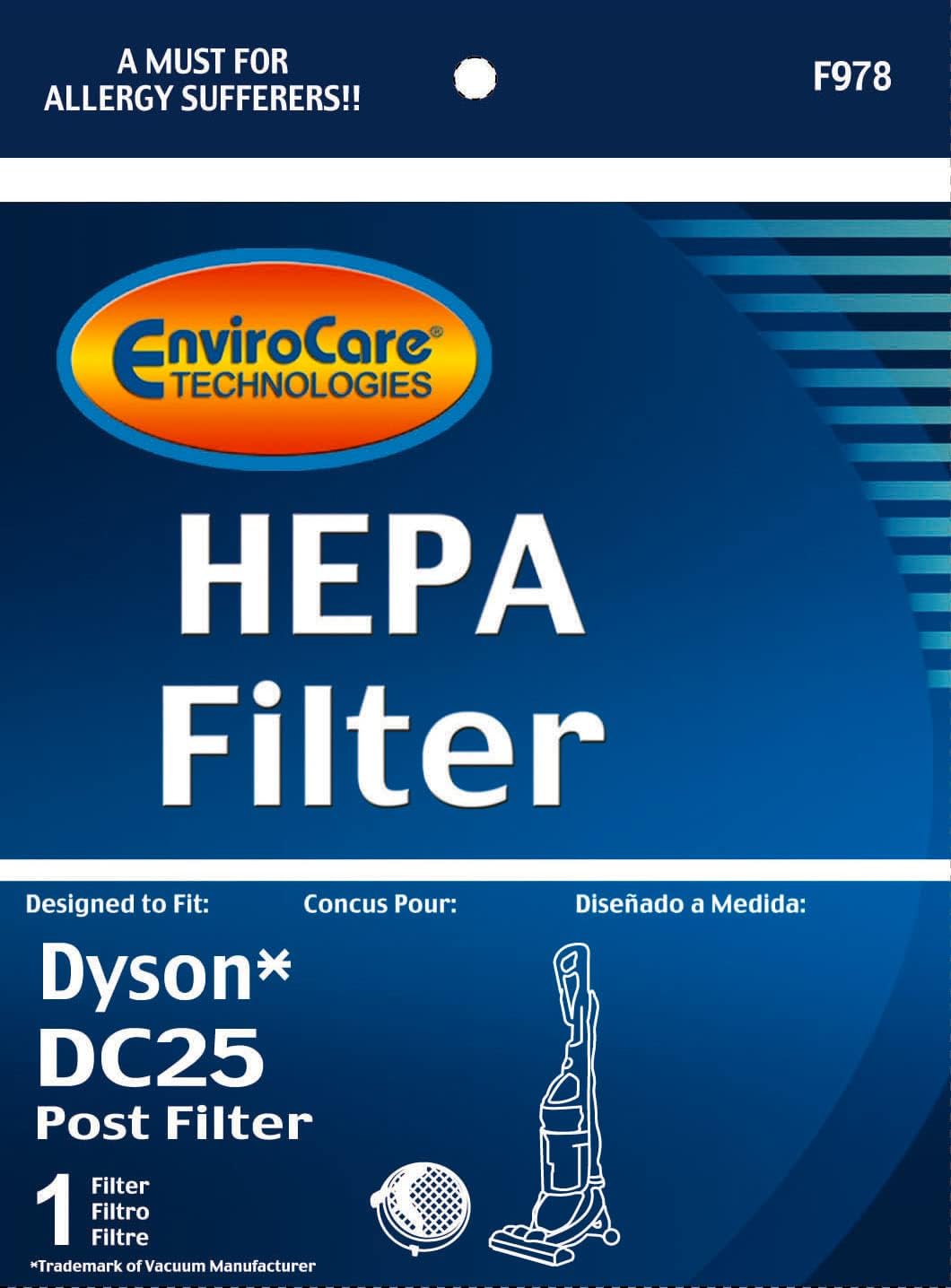 EnviroCare Replacement Vacuum Cleaner HEPA Post Motor Filter designed to fit Dyson Ball DC25 Uprights