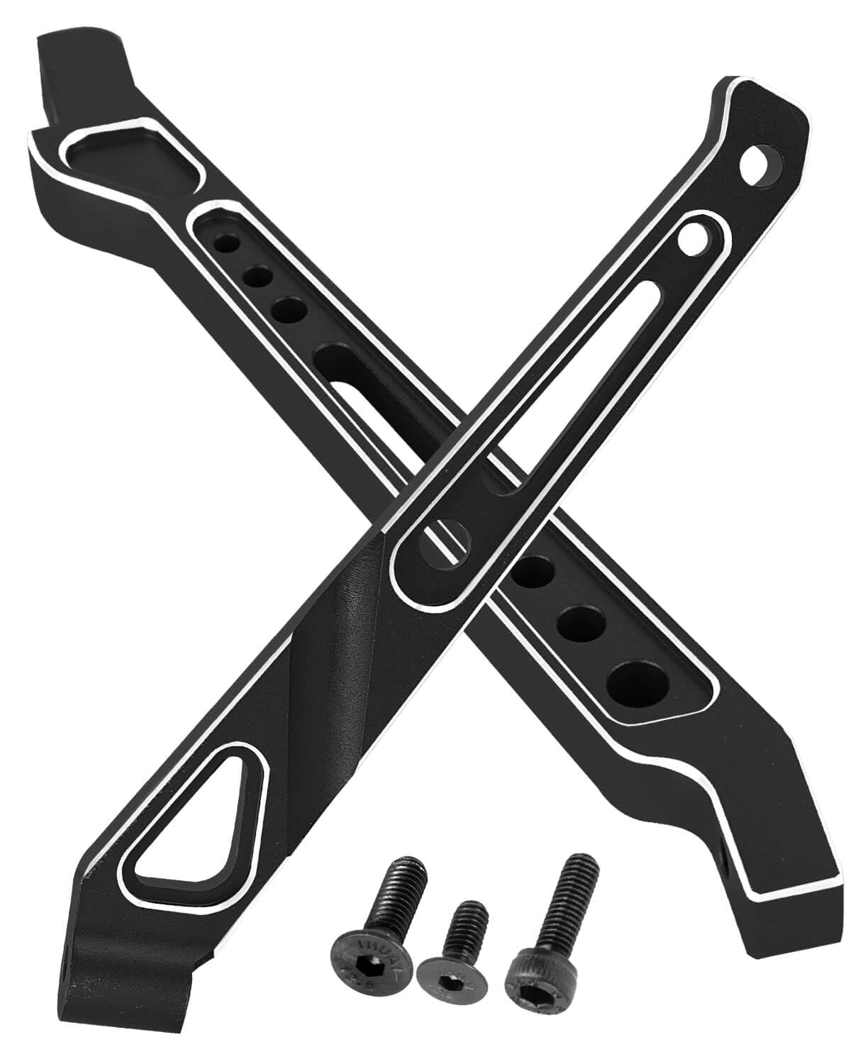 RCYouHott RC Aluminum Front Rear Chassis Brace Upgrades Part for 1/8 Typhon/Senton V4 6S RC Car,Support Rod Bracket Hops up,Black