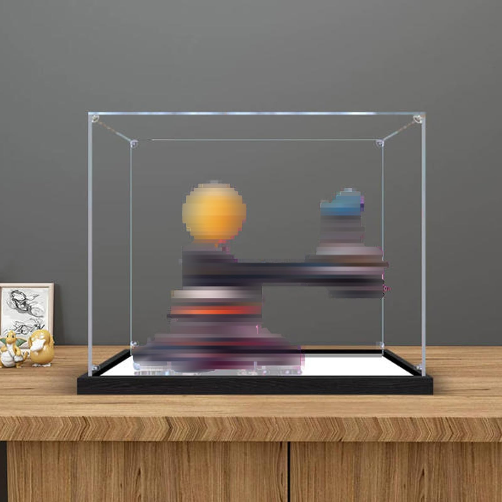 Acrylic Display Case Compatible with Lego 42179 The Orbits of the Earth and the Moon Model, Dustproof Transparent Storage Box, Compatible with Lego 42179 (Model Not Included) (2mm-Mirror Base)