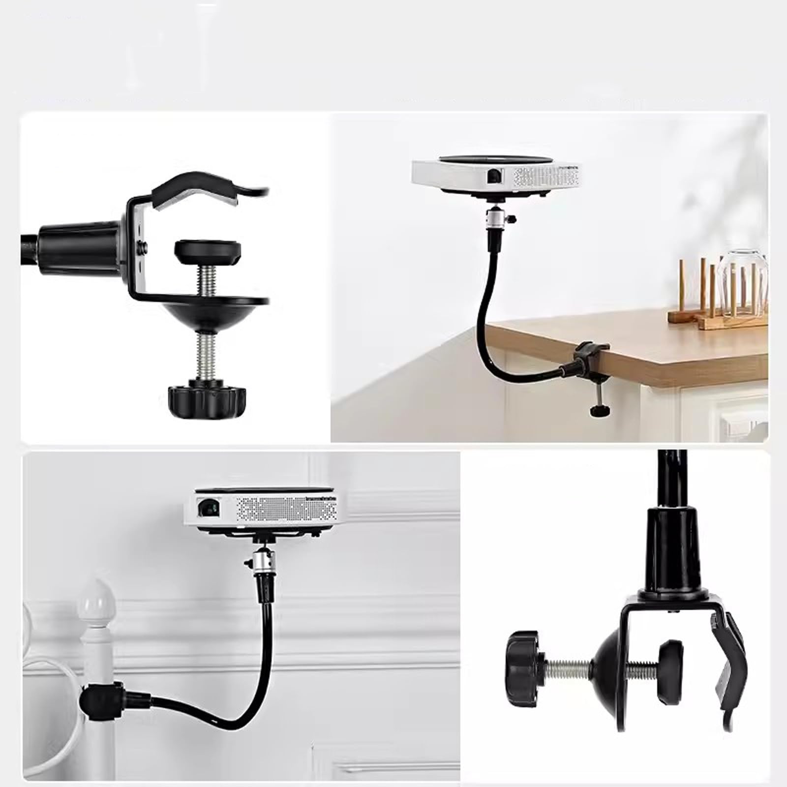 Stojak na projektor Uchwyt do projektora użytku domowego Mini przenośny projektor Stolik kawowy Wielofunkcyjny uchwyt gięcia Uniwersalny bez dziurkacza Kino domowe(35cm)