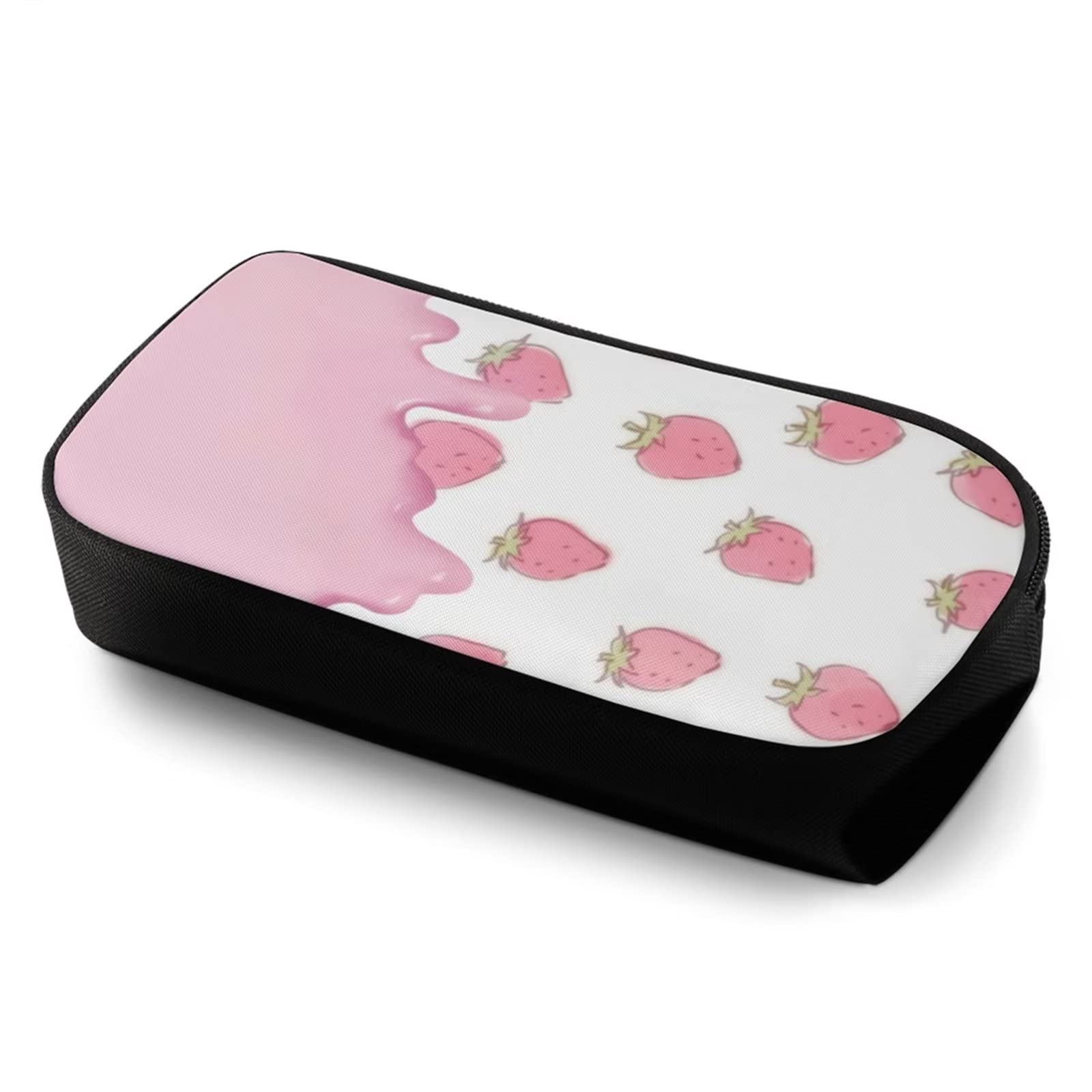 ATOurDealss Strawberry Pencil Case for Girls Pencil Storage Pouches School Supplies for College Students Pen Bag Women Makeup Case Purse
