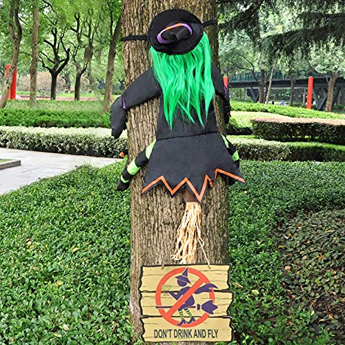 JOYIN 60" Halloween Crashing Witch into Tree Halloween Decoration with