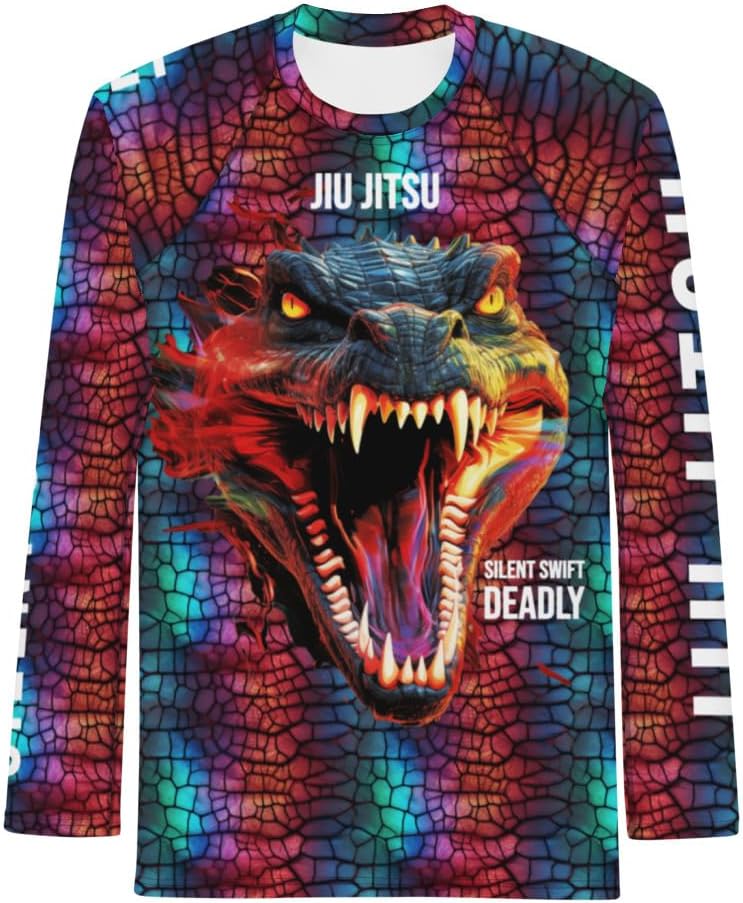 Generic Jiu Jitsu No Gi Rash Guard - Heated Croc - Compression Fit, Animal Instinct, Jiu Jitsu, Martial Arts, BJJ, MMA, Pink