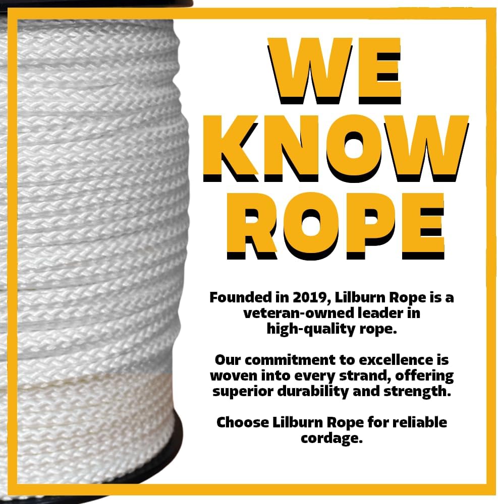 Lilburn Rope Solid Braid Polyester Rope, 1/2 inch, Black, 50 Foot Hank