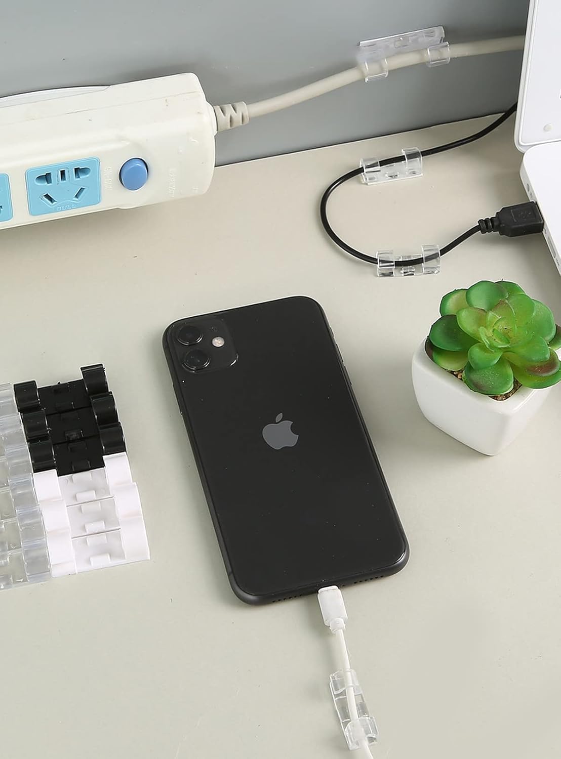 ZIKC Cable Clips Pack of 20, Strong Self Adhesive Wire Holder for Car, Office, Home, Laptop & Computer Desk Cord Organizer Accessories, Transparent Cable Management Clips 4