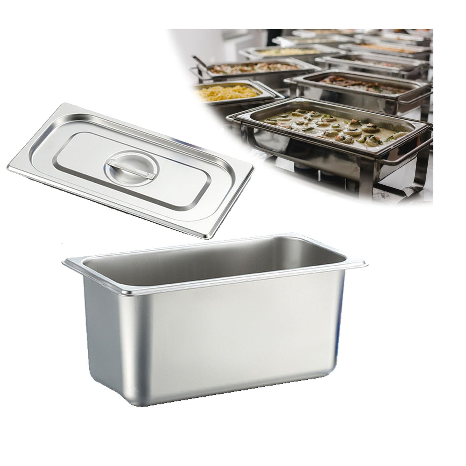 Edelstahl Gastro Behälter GN Spülmaschinenfest,Stapelbar Tief Gastronormbehälter,Mahlzeit Zutatenbehälters,1/3（32.5 * 17.5cm）,15cm