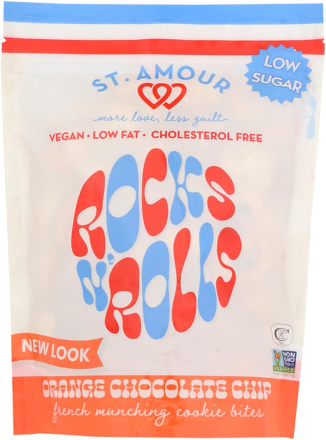 ST. AMOUR Rocks N' Rolls – Orange & Chocolate Chip French Vegan Munching Bites – Low Fat, Low Sugar – Dairy Free – Cholesterol Free – 10 oz Bag