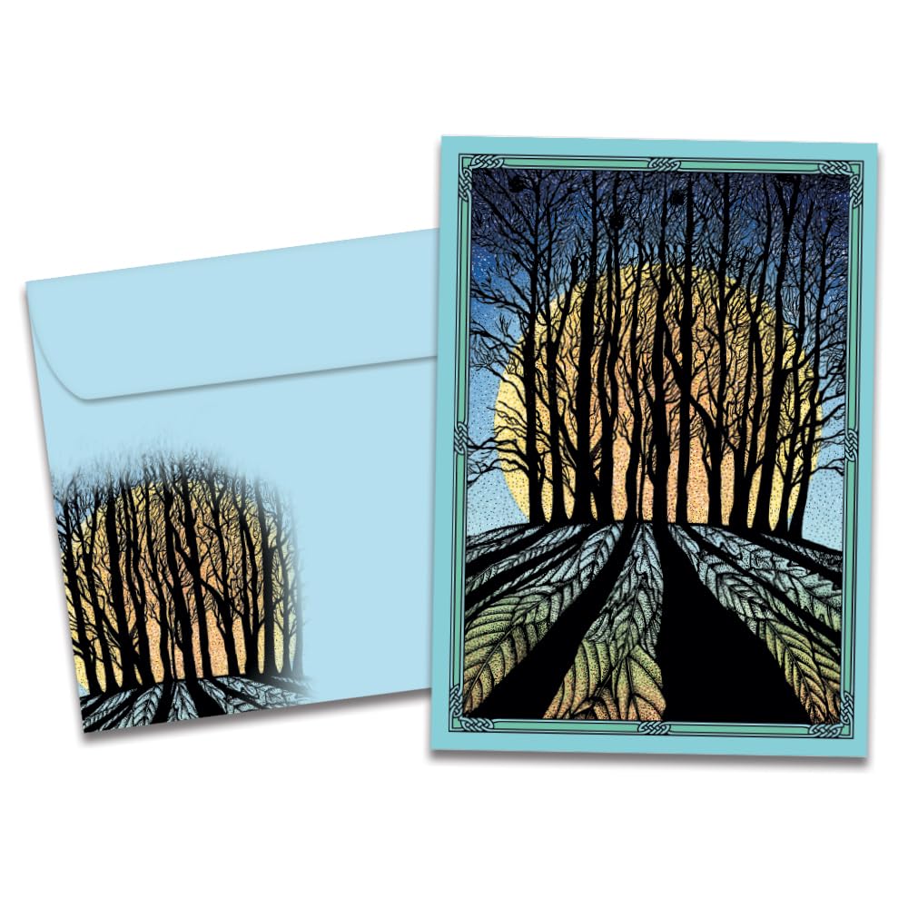 Tree-Free Greetings Winter Solstice Cards - 10 Artful 5x7 Cards With Matching Envelopes, Made In USA