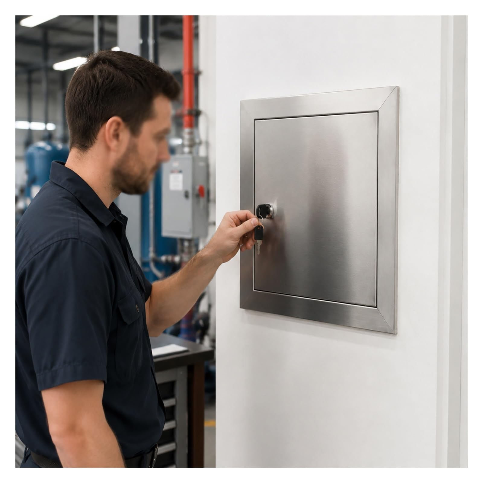 Zjkxjh One Color Inspection Panel Stainless Steel Lockable Access Panel For Wall & Ceiling, Recessed Access Door For Factories/Warehouses/Basements, Waterproof Inspection Hatch(Hole 18"X26")