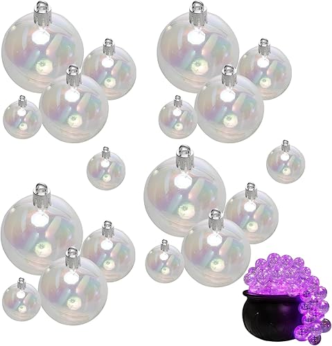 Adornos de bola de Navidad de plástico transparente, adornos iridiscentes, decoración del árbol de Navidad, mini adornos transparentes, bolas de