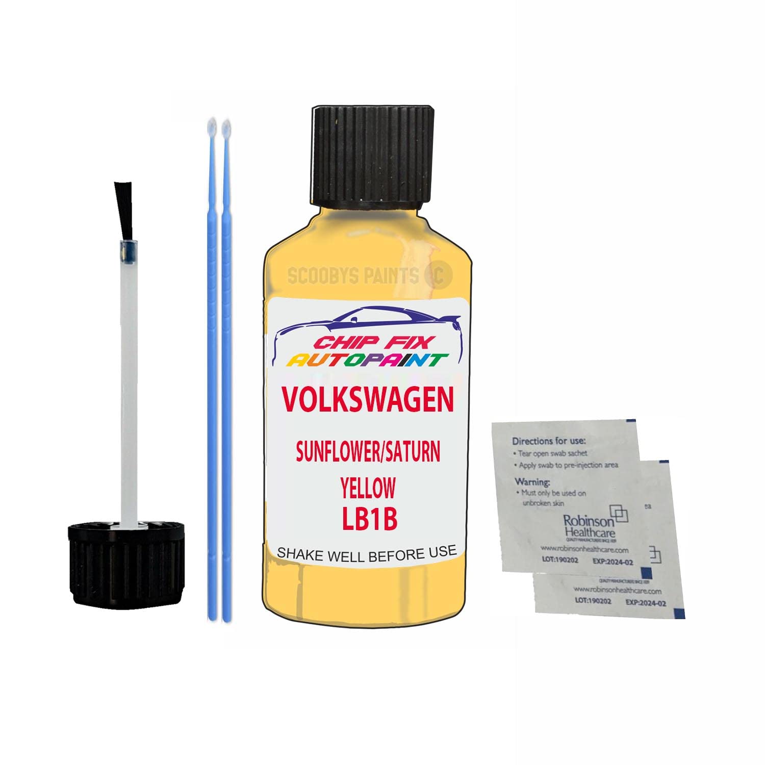 Scoobys Paints Back In The Mix Sunflower/Saturn Yellow Touch Up Paint For Volkswagen/Vw Lupo Lb1b 2002-2016 30Ml Bottle Brush Scratch Stone Chip Repair Pen