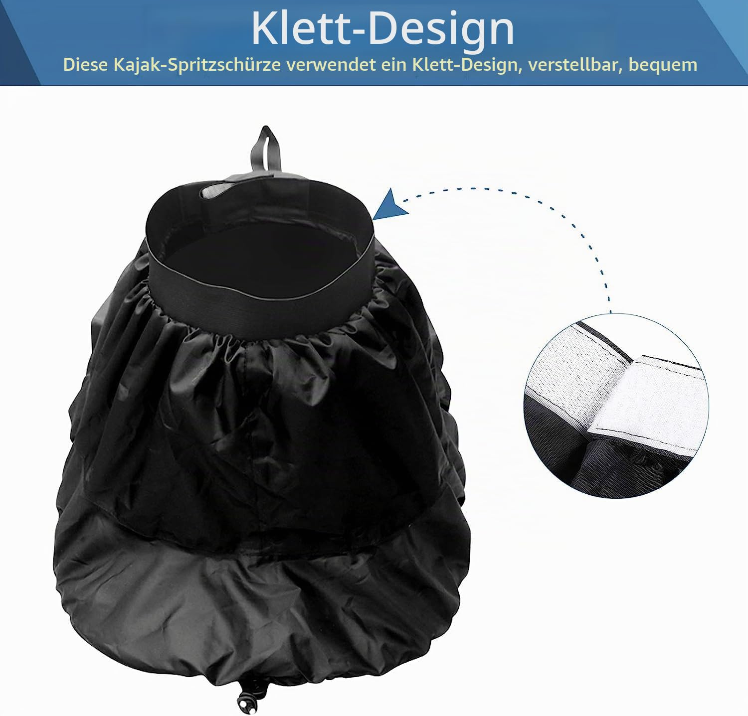 Kajak-Spritzrock, universal, verstellbar, Nylon, Surf-Cockpit, wasserdichte Abdeckung, Wassersport-Zubehör (schwarz)