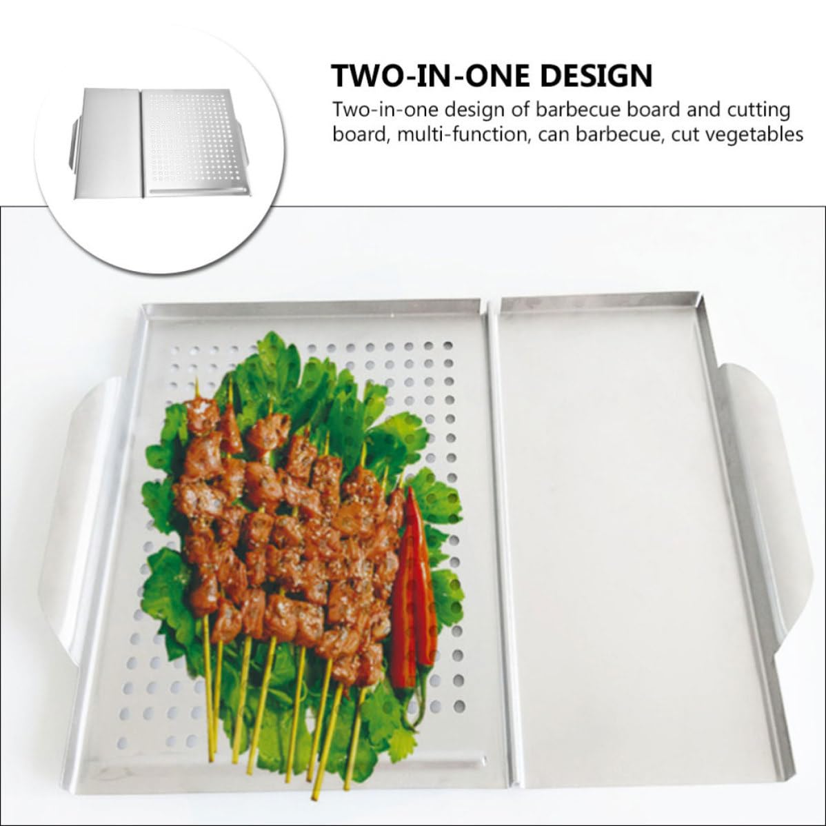 ULTECHNOVO 1pezzi Piastra Barbecue in Acciaio Inossidabile Quadrata Resistente per Uso Domestico Leggera e Compatta per Carne e Verdure Pratica e Durevole per Grigliate Facili