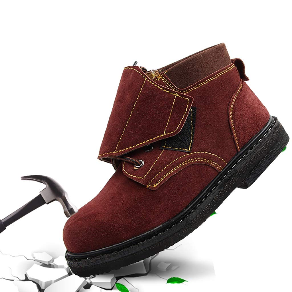 Amazon Co Jp 作業靴 ダストカバー 炎 熱 耐摩耗炎耐性フット安全保護付きメンズスエードレザー溶接機溶接安全ブーツ溶接保護の靴 安全靴 Size 44 ホーム キッチン