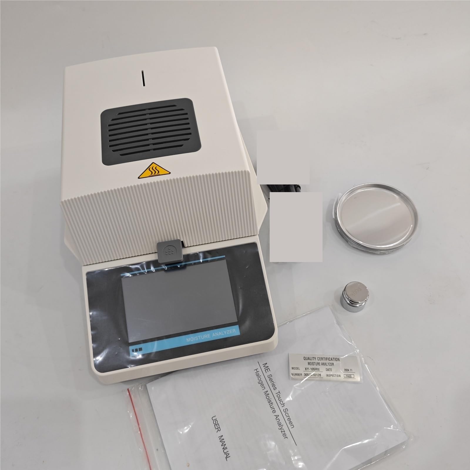 Medidor de Humedad, Medidor de humedad con calefacción halógena automática, analizador, probador de té, cereales, piensos, maíz, alimentos y plástico(110g/0.01g)