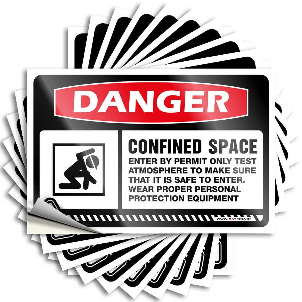Large Decal Bumper | Danger Confined Space Enter By Permit Only Test Atmosphere Vintage Tiki Sticker Pack(12X18CM)
