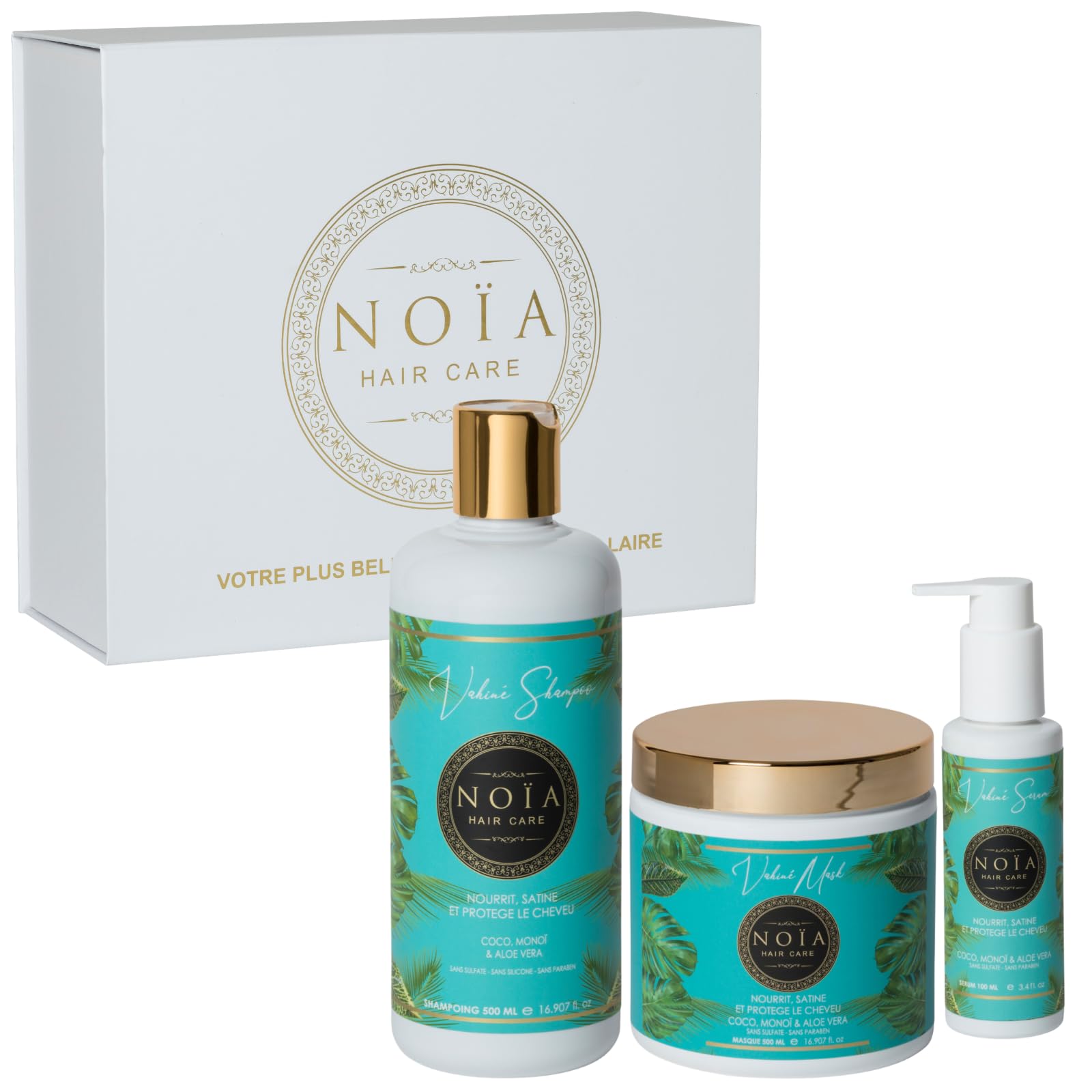 NOÏA HAIR - Discovery Set - VAHINÉ Collection - Trio Shampoo + Mask + Serum (Coconut, Monoi & Aloe Vera)