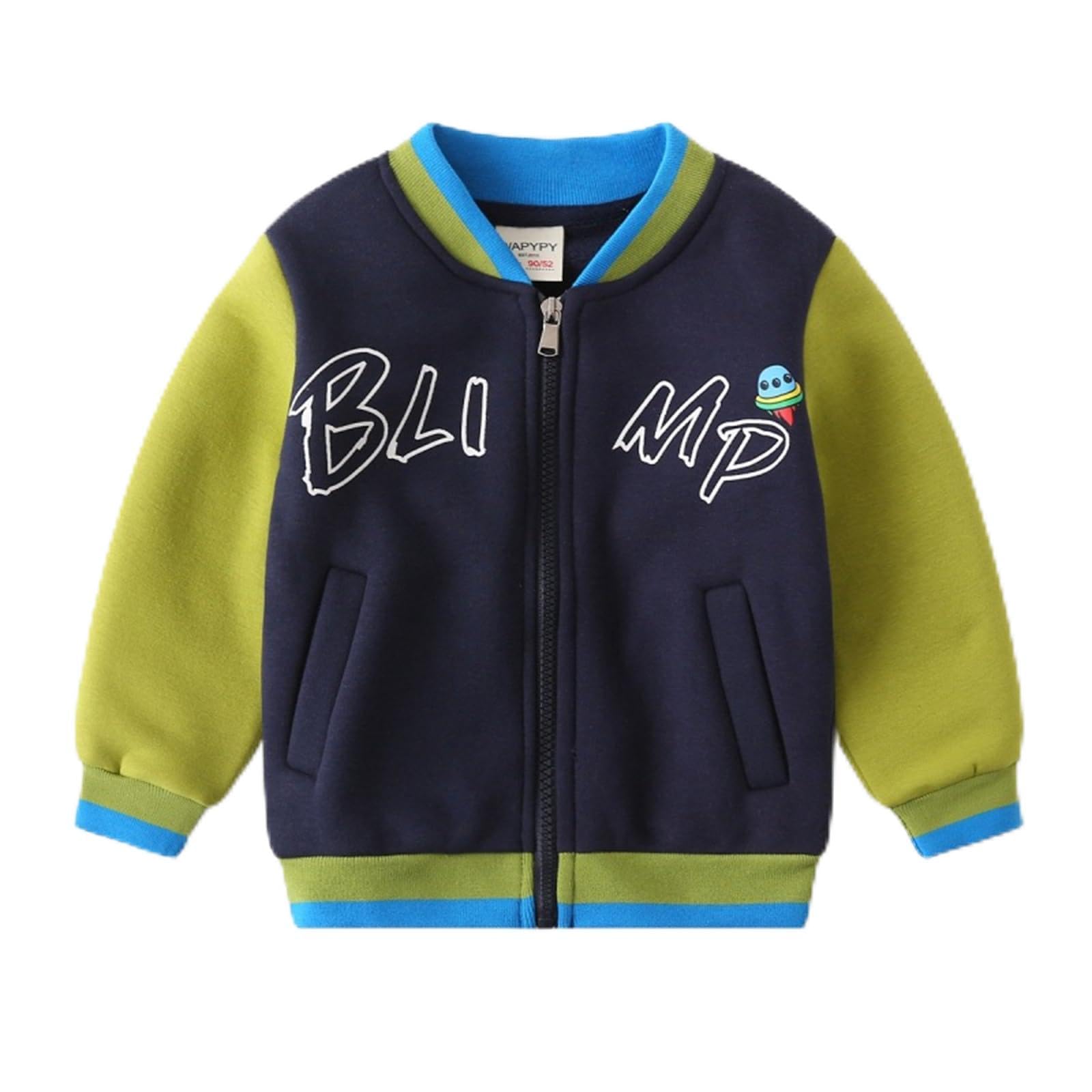 Toddler Boys Christmas Letter Print Cardigan Long Sleeve Zipper Sweater Cotton Coat Warm Jacket (Navy,90/18-24 M,Unisex,Big Kid,US,Age,18 Months,24 Months)