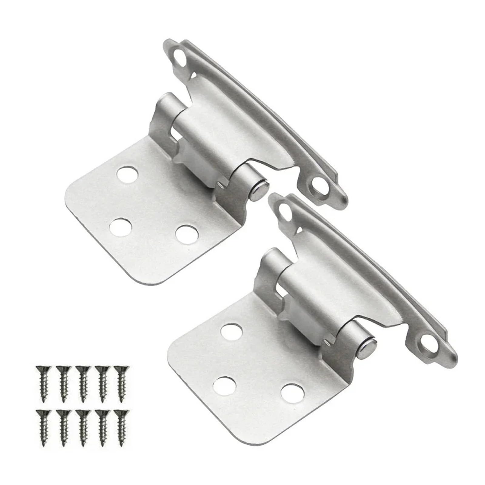 Iklaaqetbxps Silver 2 Pack Overlay Hydraulic Buffer Hinges, Face Mount Self Closing For Cabinet And Cupboard Doors(Silver)