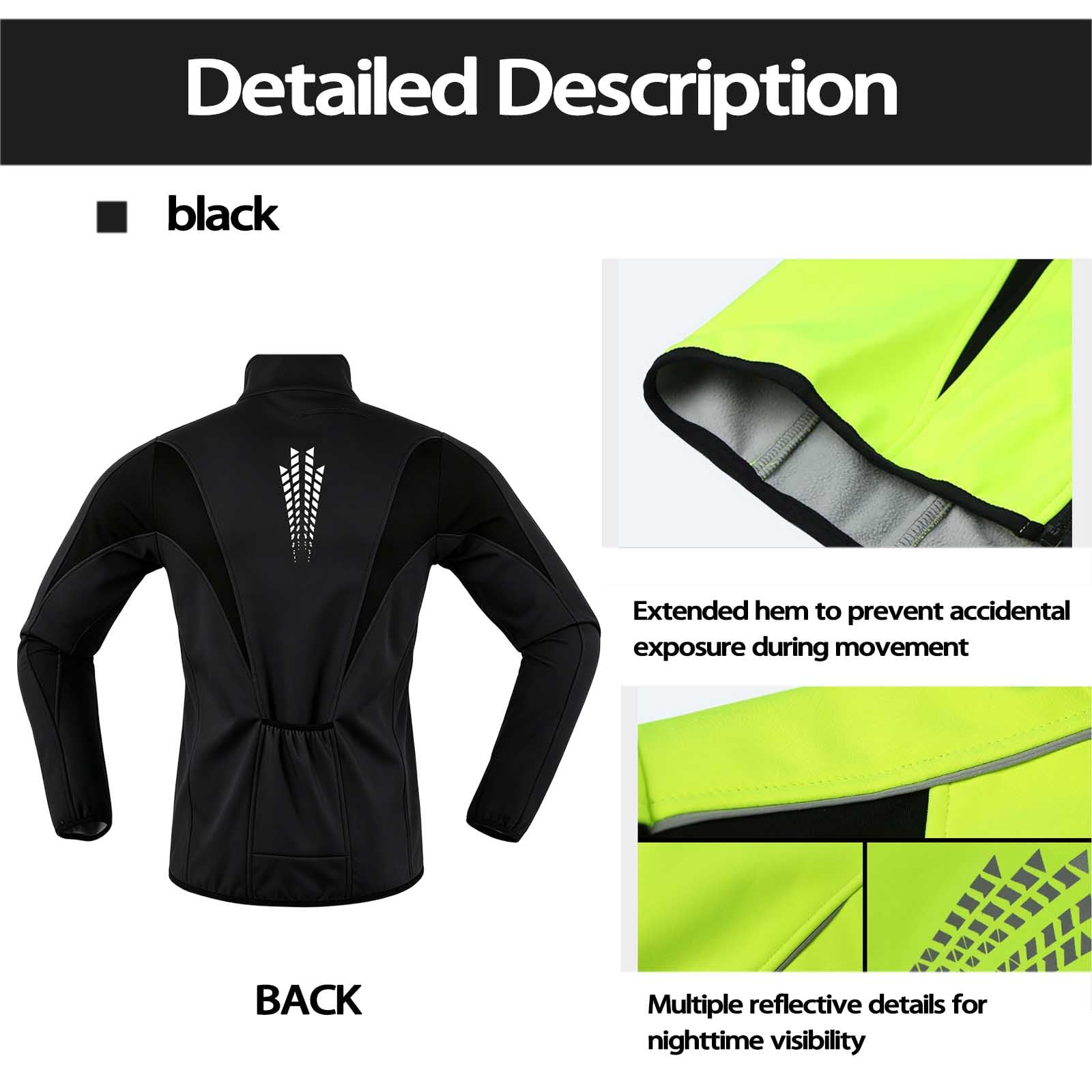 Chaqueta de ciclismo de hombre con felpa, cortavientos e hidrófuga, maillot térmico manga larga corte 3D con tiras reflectantes para ciclismo, moto, running y esquí, Dark Gray-Asian 2XL (US L)