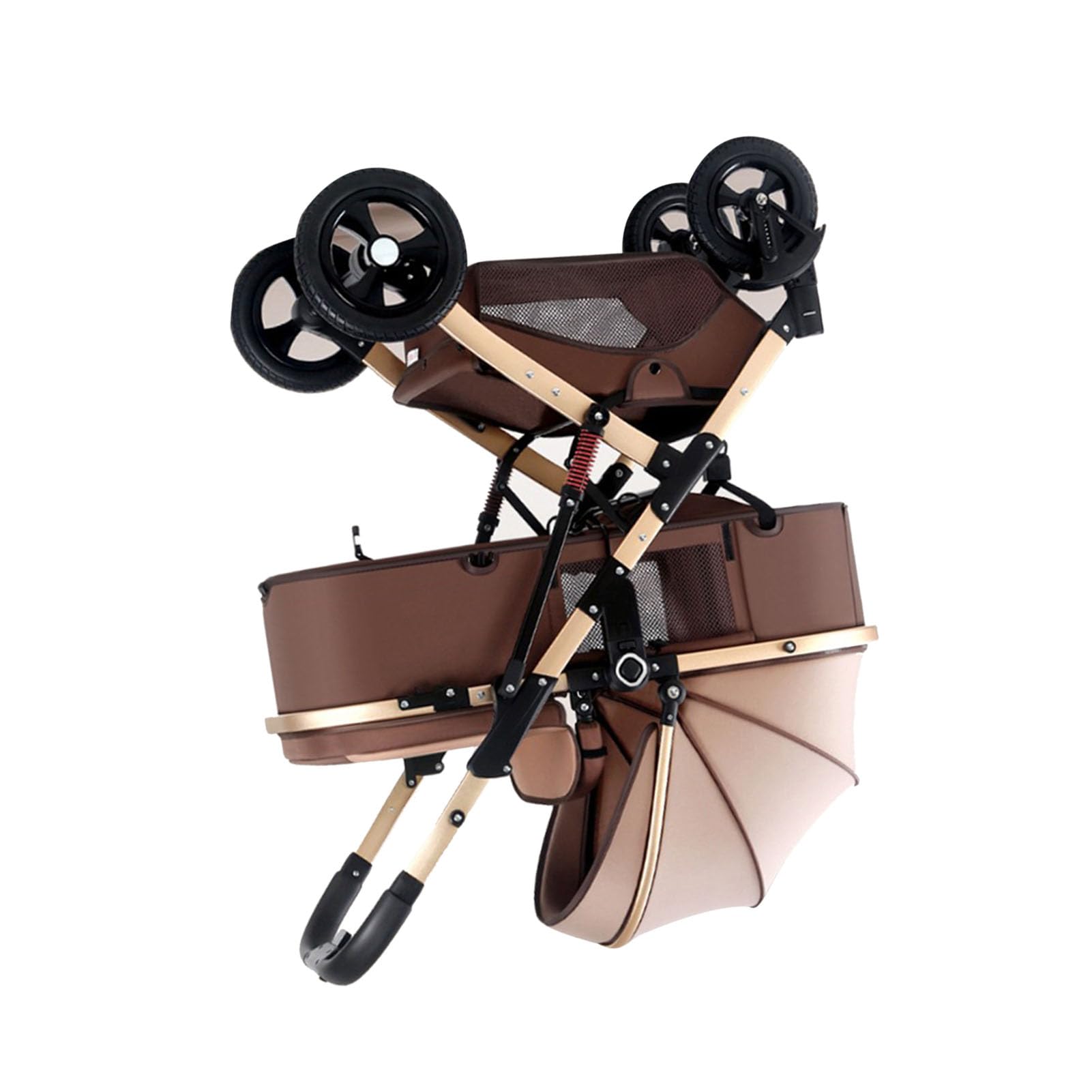 Poussette pour tout-petits, légère, compacte, pliable, réversible, design avec point de vue haut et grand panier, accoudoir amovible pour un rangement sûr lors des voyages (kaki)