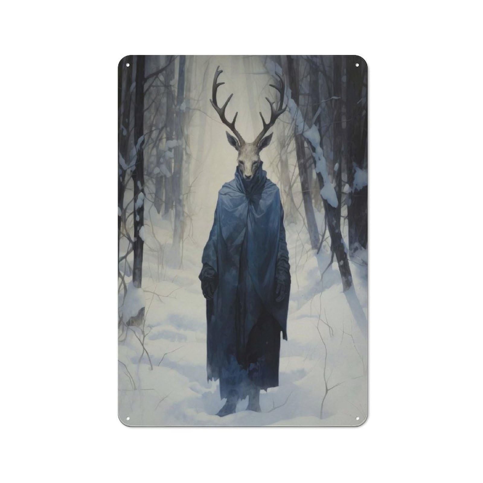 Junmoney Surreal Forest Deer 01 Metal Wall Sign 30X20cm, Modern Retro Loft Wall Plaque For Flat, Bar, Studio Or Gallery Wall