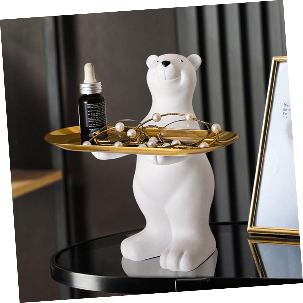 Scultura Orso in Resina con Vassoio Rimovibile Decorativo