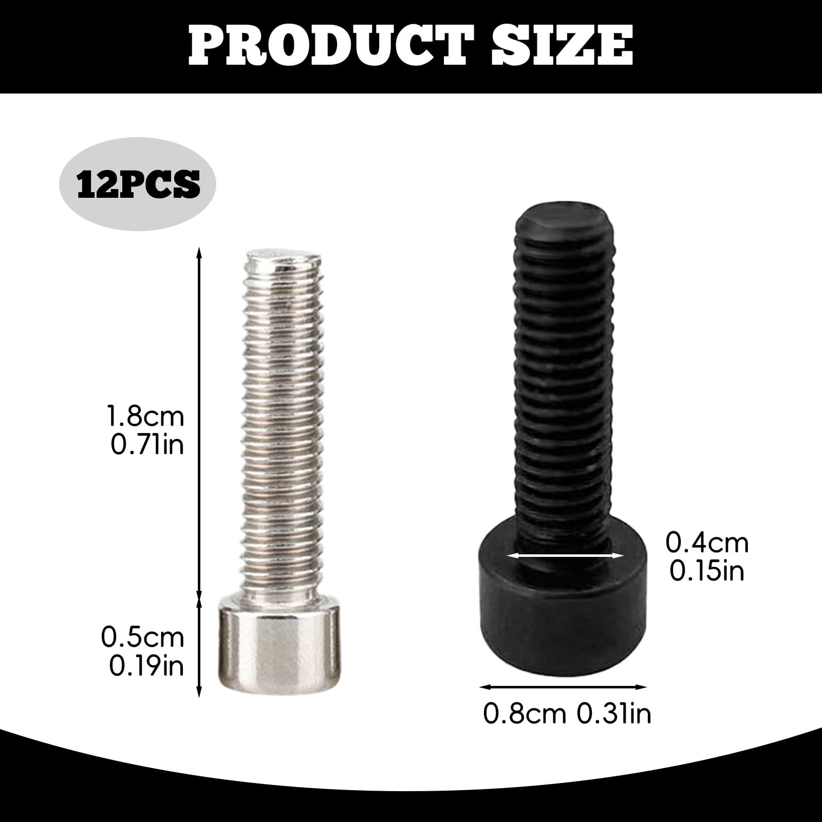 Tornillos de Vástago de Bicicleta M5x18mm para MTB, 12 Piezas con Arandelas (Negro)