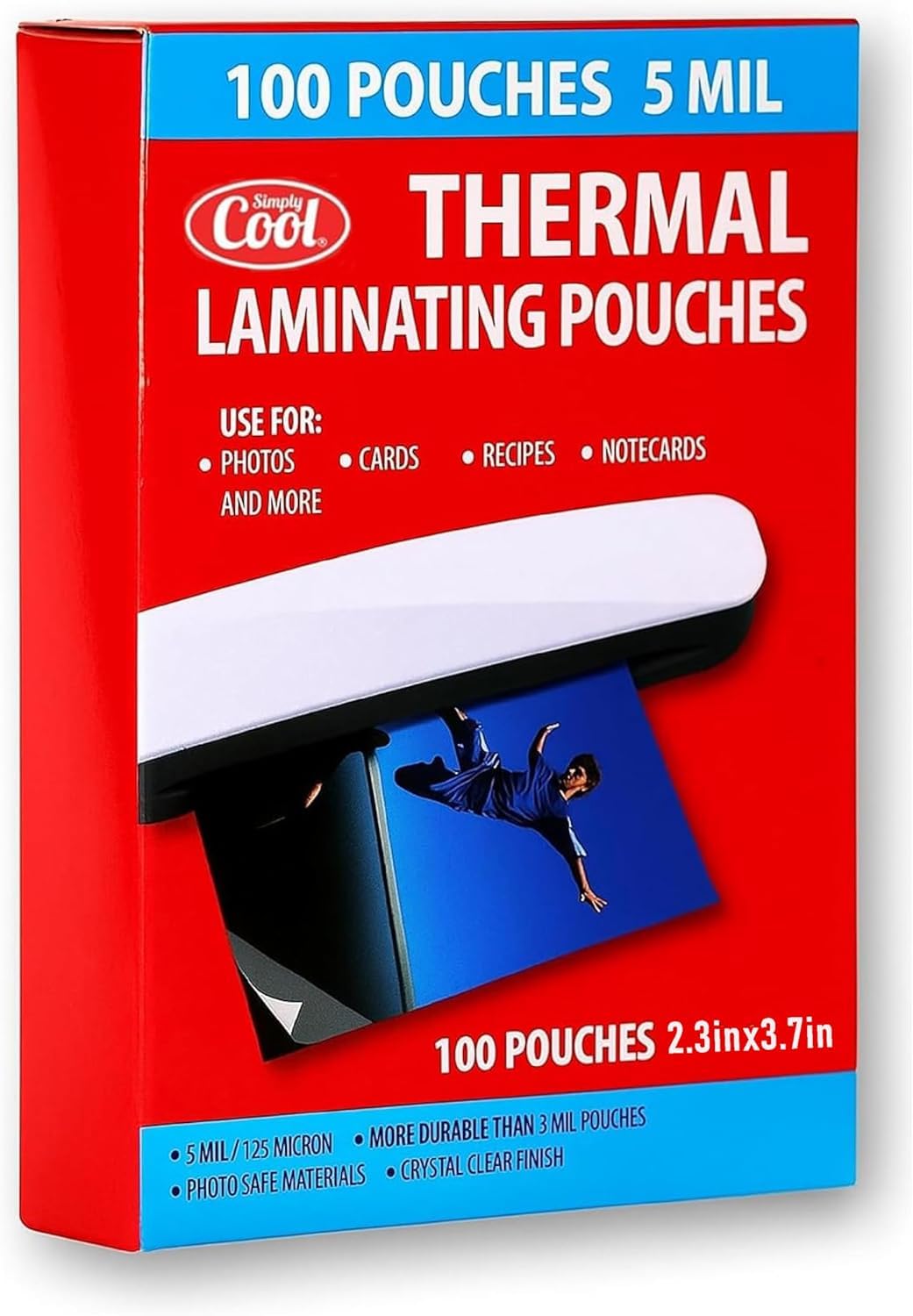 Simply Cool Fogli di laminazione termica da 5 mil 100 ct 2,3 x 9,4 cm