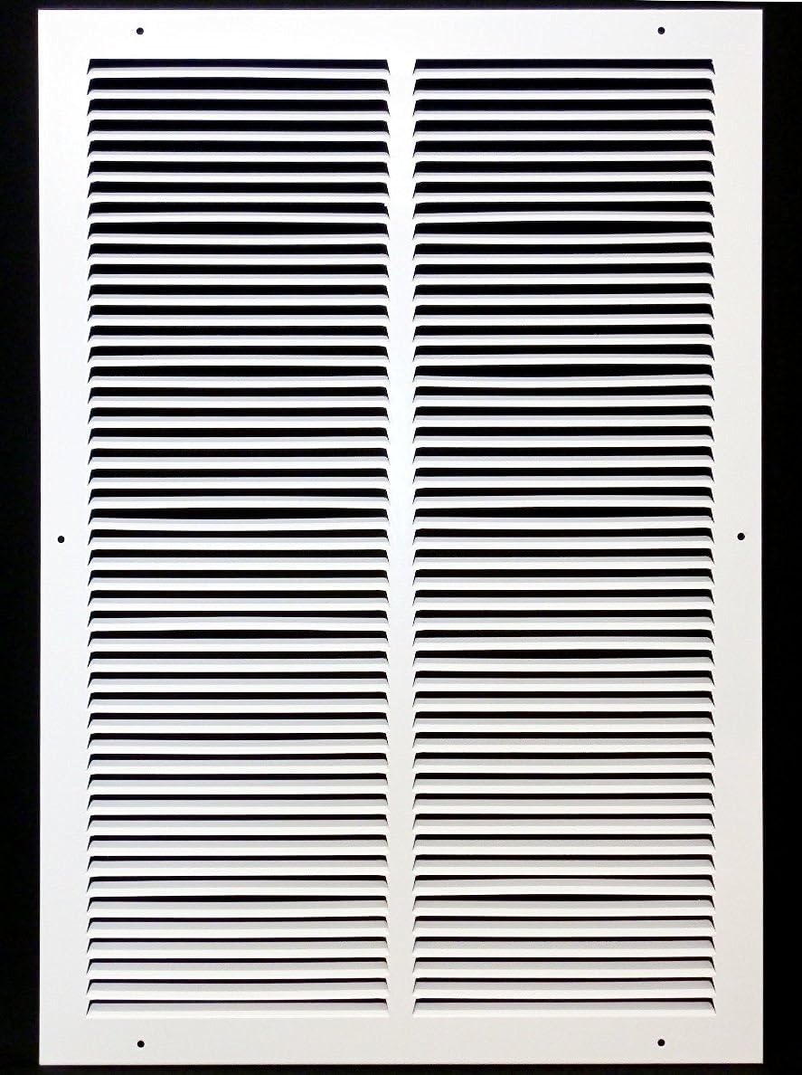 14'' x 8'' [Duct Opening] Flat Stamped Steel Return Air Grille by - Sidewall and Ceiling - HVAC Premium Vent Duct Cover - White [Overall Dimensions: 15.75''w X 9.75''h] — view 34