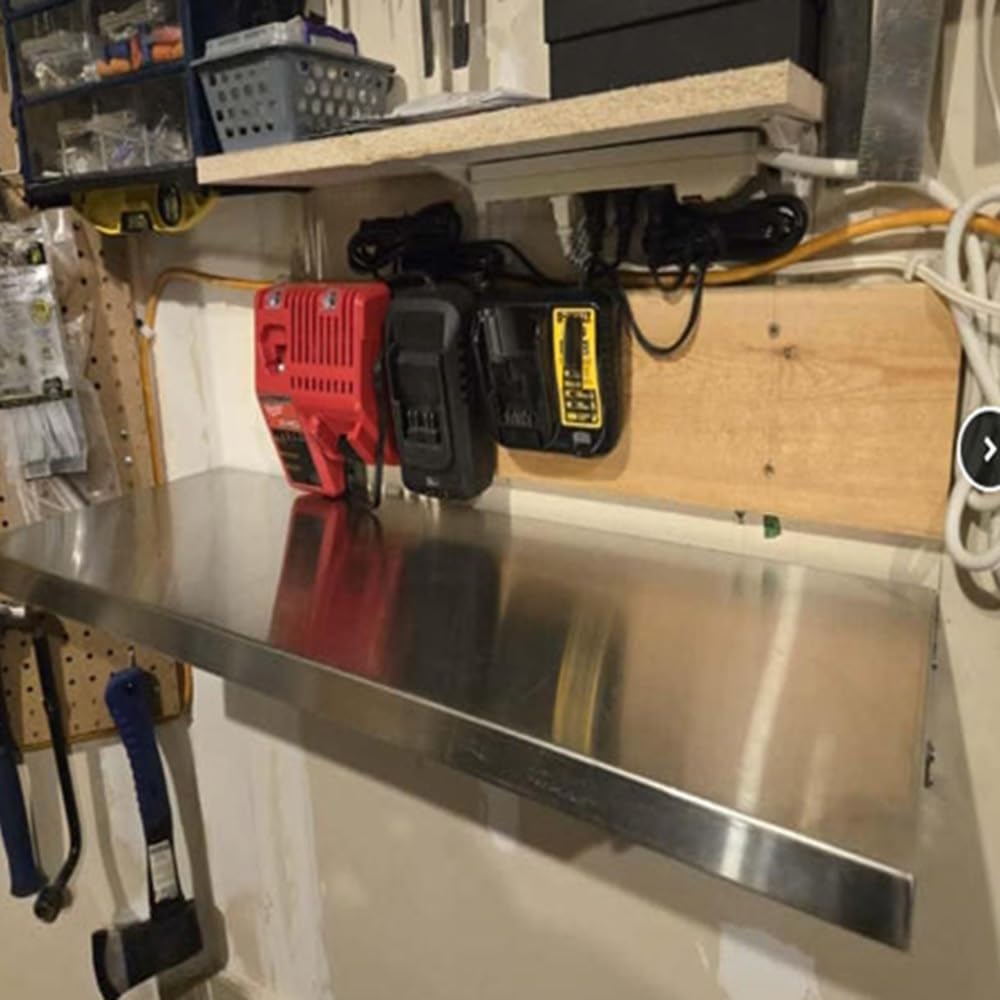 Scrivania pieghevole da parete in acciaio inox, banco da lavoro e tavolo da pranzo (61 cm, 71 cm, 91,4 cm), tavolo invisibile salvaspazio per bar o piccoli spazi (100 x 35 cm)