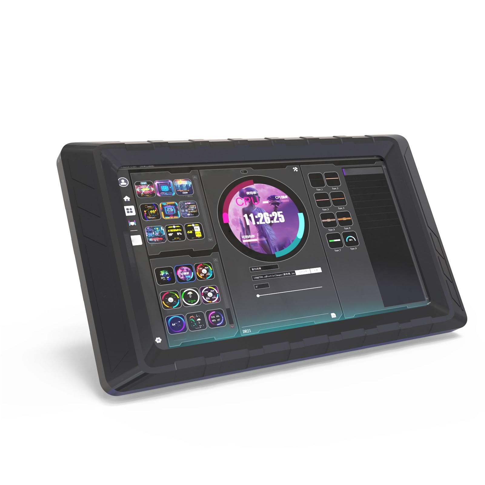 ASHATA Display LCD FHD da 5 pollici per monitoraggio GPU CPU, layout personalizzabile per programmatore, materiale ABS (nero)