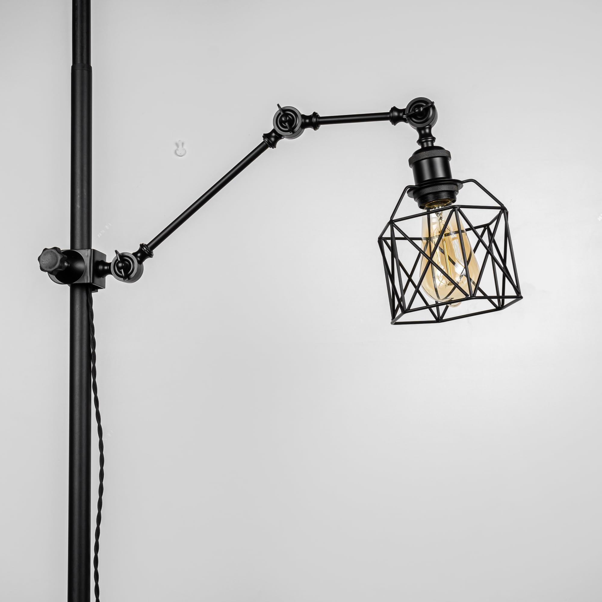 Lampada industriale a morsetto con cavo interruttore da 2,5", clip regolabile su lampada da lettura, lampada da comodino dimmerabile, con braccio flessibile, per scrivania, comodino, mensola