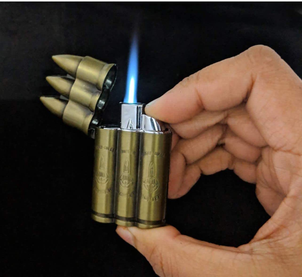VRINDVASINI Metal Hunter Bullet Shaped Lighter - Pocket Lighter - Windproof Lighter Refillable Cigarette Lighter Unisex (Triple Bullet Shape)-picture-45