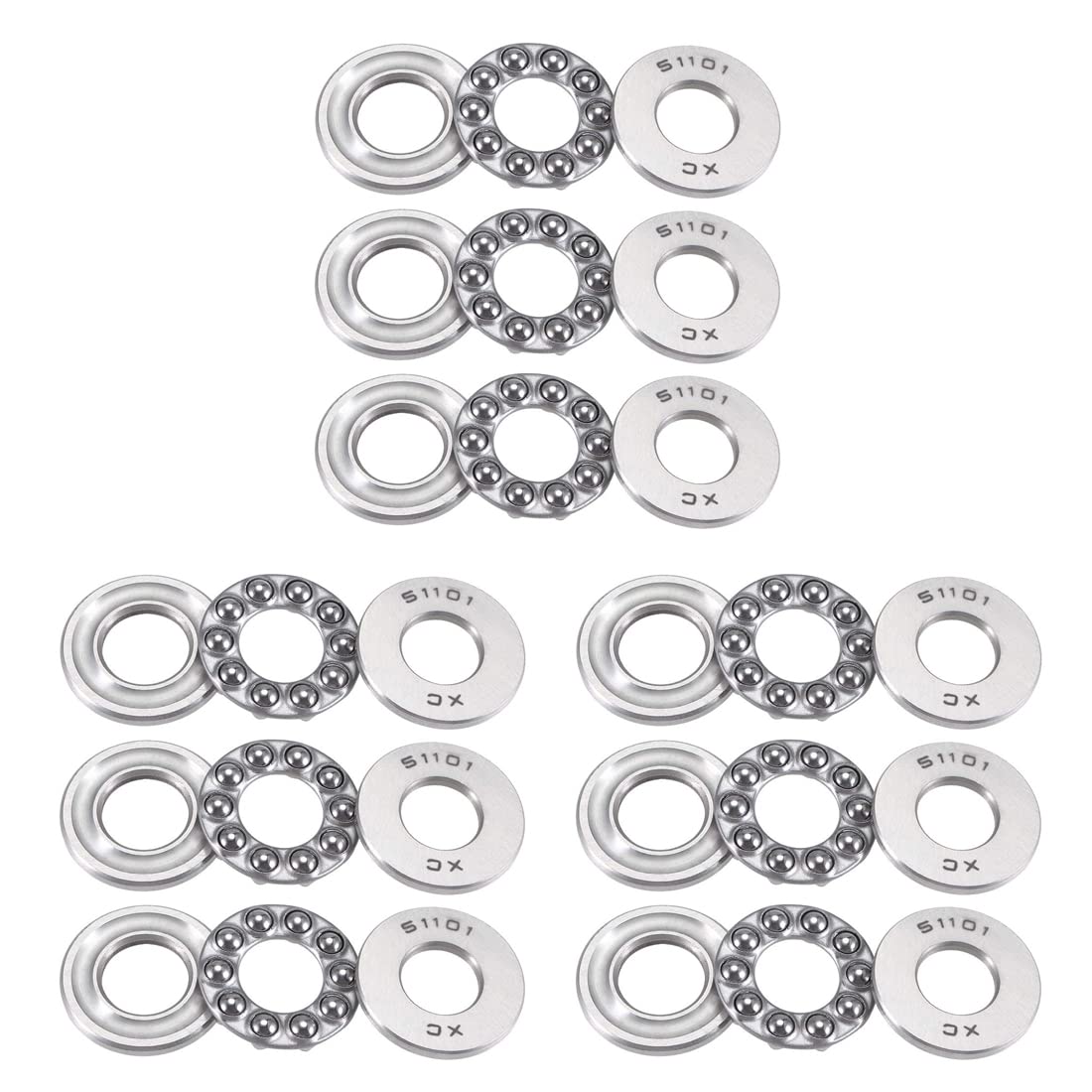 Pnzxi 9pcs 51101 12x26x9mm Thrust Ball Bearing Single Direction Ball Bearings
