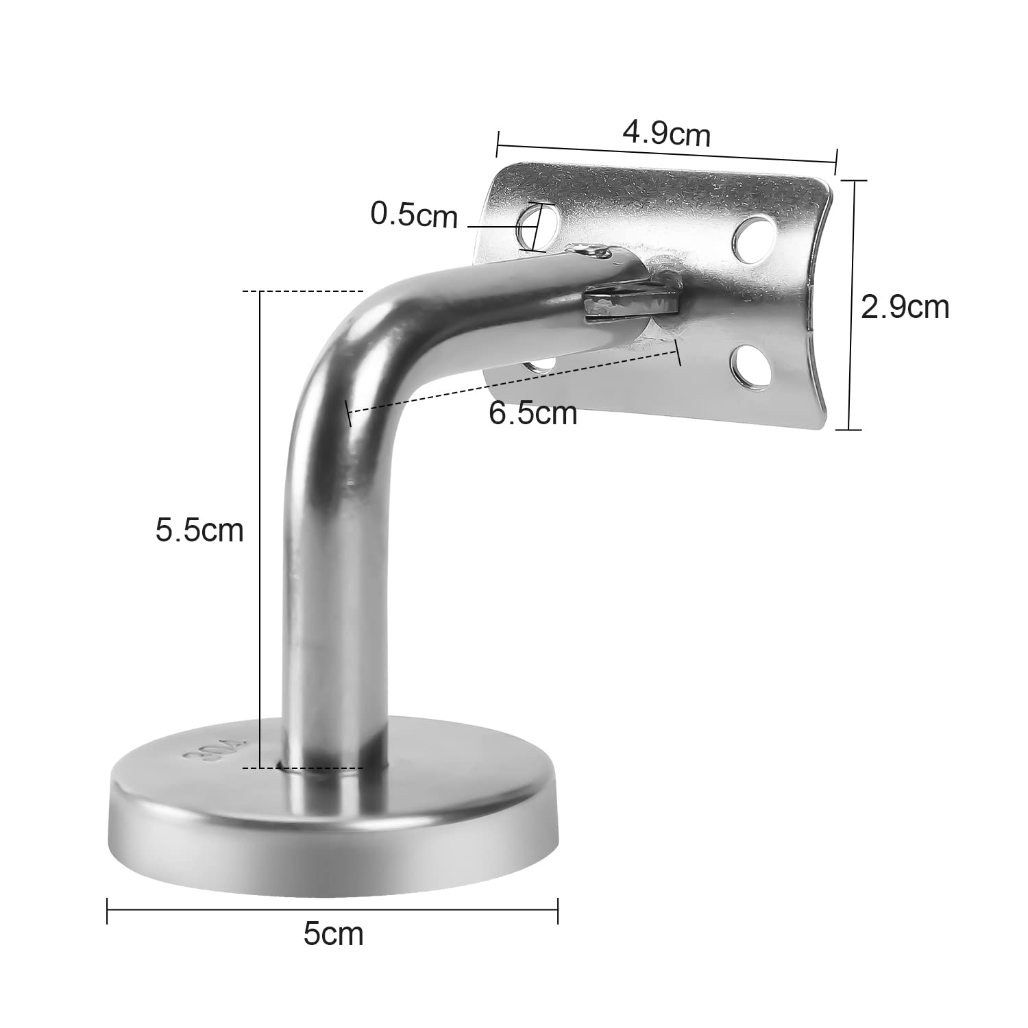 Ikodm Lot de 10 supports de main courante en bois plat avec rosace de recouvrement en acier inoxydable, inclinaison réglable pour mur intérieur, loft, mains courantes âgées, barre de support de