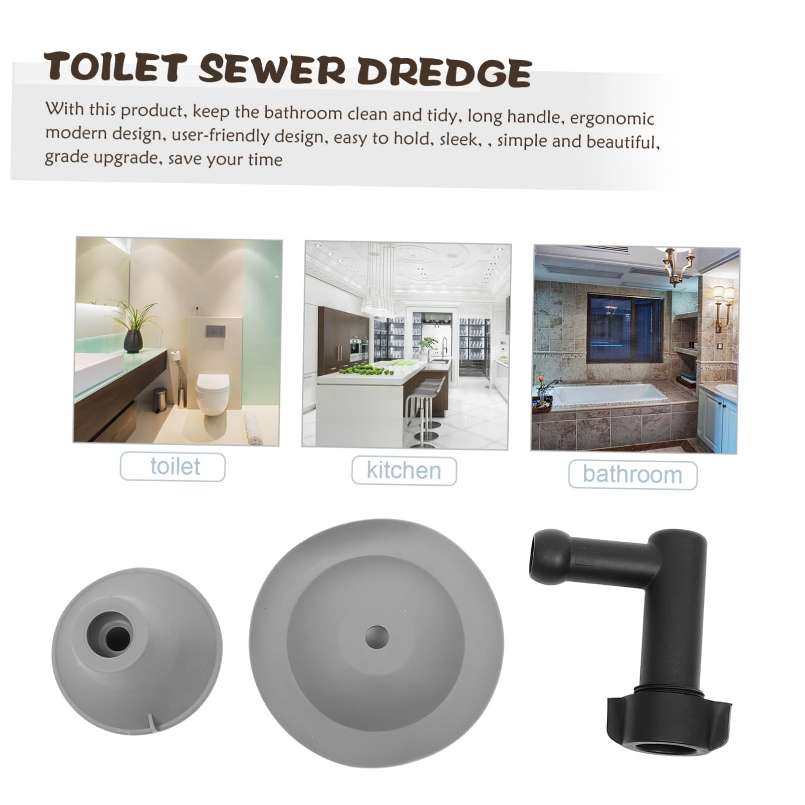 Ventouse de Toilette Flexible Piston Déboucheur Sanitaire Blanc Non Applicable Débouchage Puissant Adaptable pour Wc la Cuisine Salle de Bain Usage Domestique Usage Immédiat