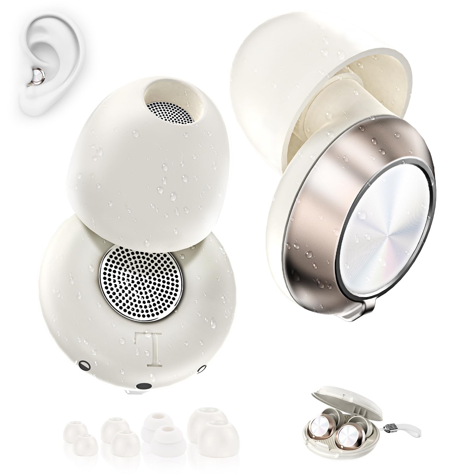 耳栓【2026年最新・3種類のノイズキャンセリングモード・45dBノイズ低減】睡眠用 みみせん 完全遮音 SNR値13dB 痛くないシリコン製 水洗い可能 繰り返し イヤープラグ 聴覚過敏 安眠 勉強 仕事 集中 育児 飛行機 ライブ・音楽 工場現場 作業用 聴覚プロテクション 騒音・いびき対策 イヤチップ バレない 目立たない 収納ポーチ付 母・父・敬老の日 誕生日プレゼント 男女兼用 白（4サイズ S/M/SM/L)