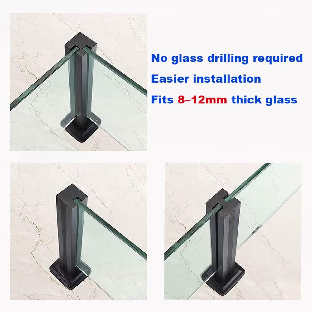 Geländerpfosten aus Aluminiumlegierung für Balkon- und Poolgeländer, mit flachen, verstellbaren 270°-Winkelhalterungen (Endpfosten, 85 cm/33,5 Zoll).