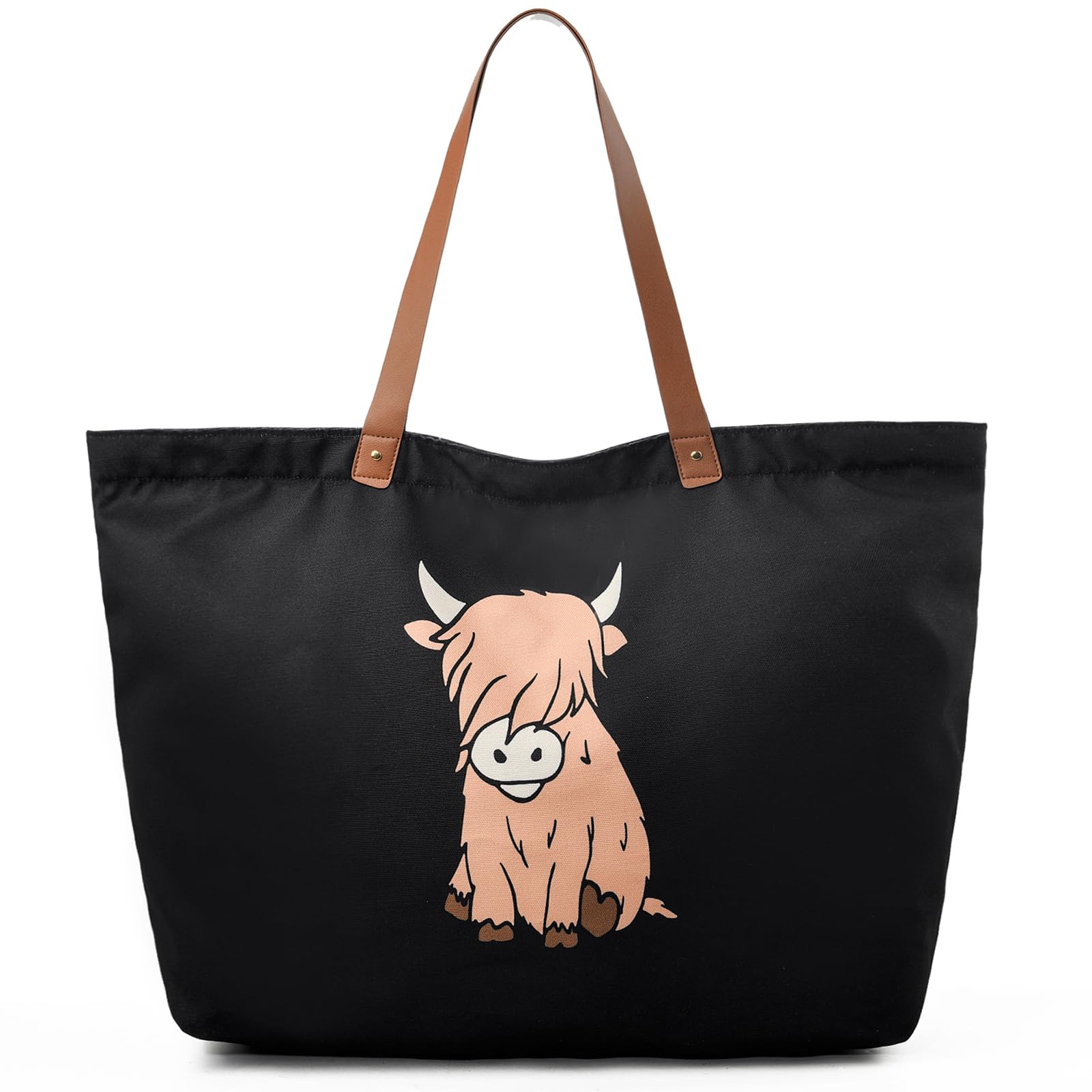 LEMEDE 30L Zip Grocery Bag - WYSIWYG,Minimalist Style Tote Bag,Wide Handheld to Reduce Shoulder Pressure,Gift for women