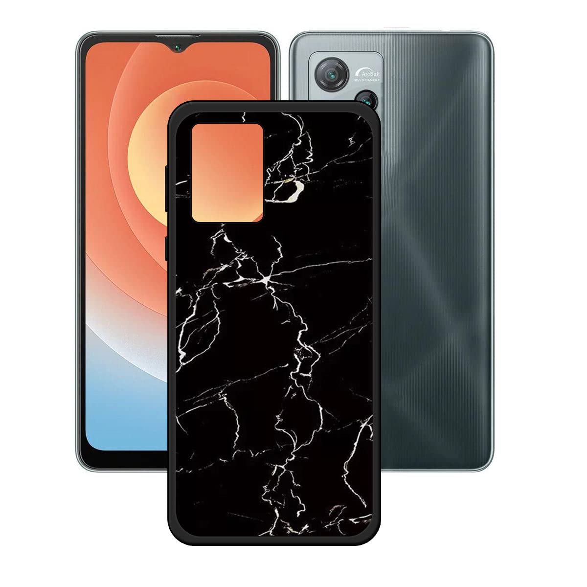 LCEHTOGYE Cover per Blackview A53 PRO + Pellicola Protettiva in Vetro Temperato,Nero Custodie Morbido Silicone Case Ultra Sottile TPU Custodia per Blackview A53 PRO (6,5) - KE36